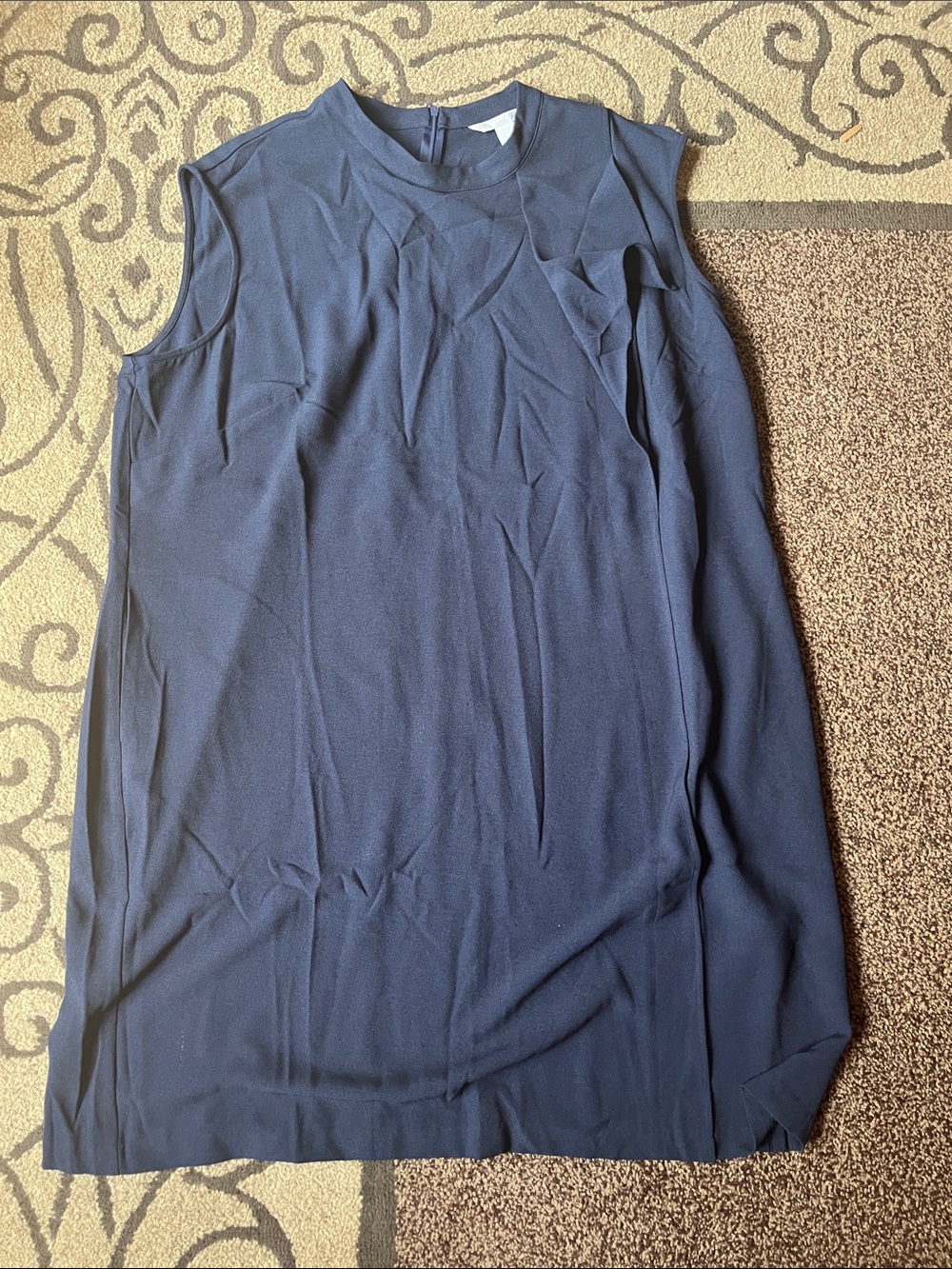 London Times Navy Blue Asymmetrical Sleeveless Shift Dress